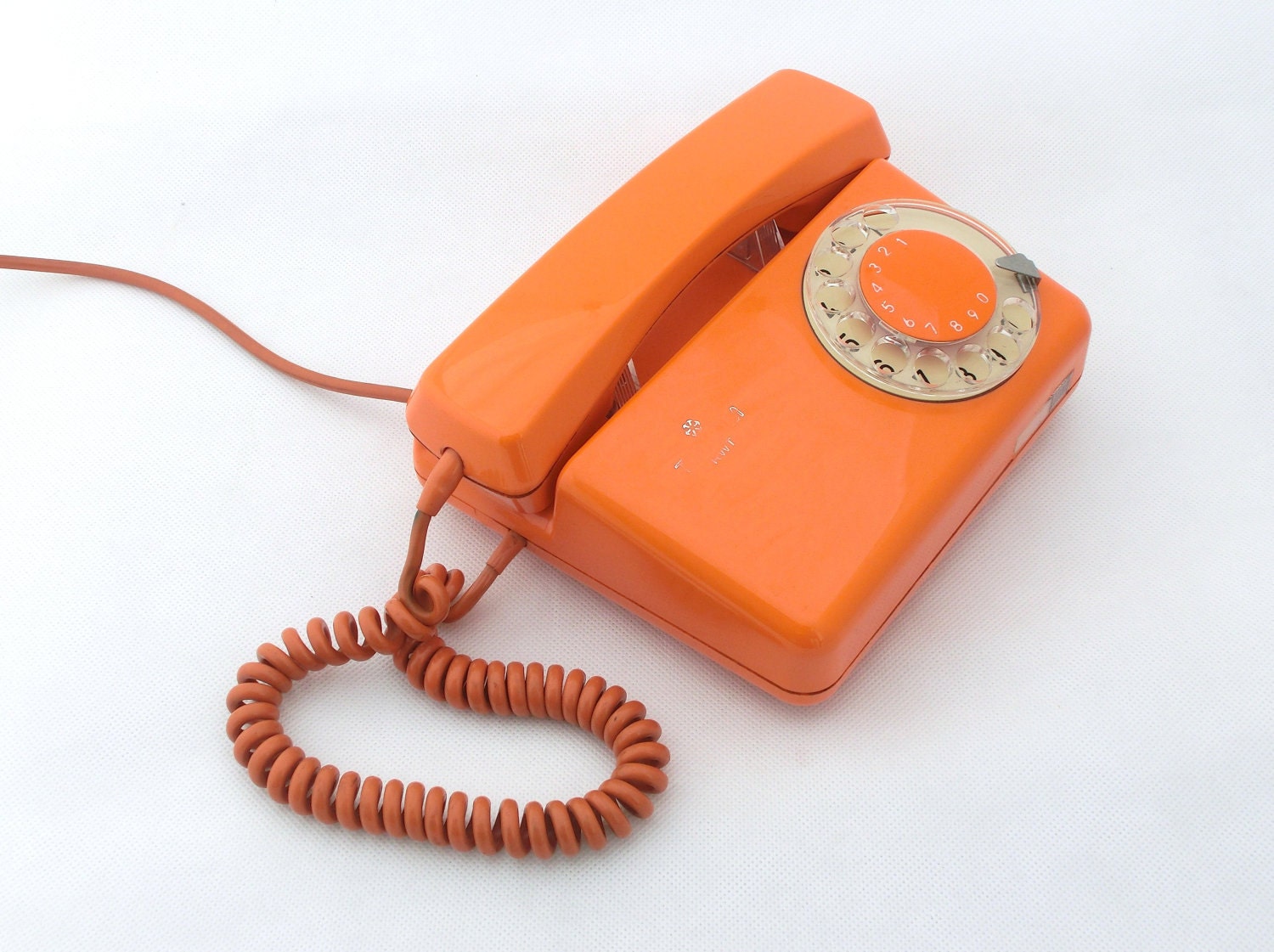 RESERVED FOR RAY - Vintage orange rotary telephone
