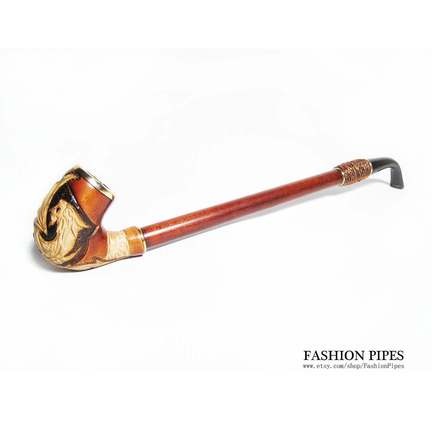 Exclusive Style Pipe Super Long 15'' Tobacco Pipe Smoking Pipe / Pipes Engraved Wooden Pipes. Handcrafted DRAGON, Wood Pipe Limited Edition