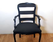 Antique Black & White Stripe French Louis Chair - metrosofa