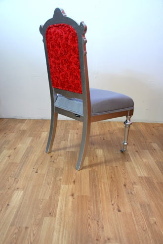 Silver / Red Roses Antique Side Chair