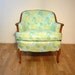 Green/ Blue Floral Curved-Back Modern Armchair
