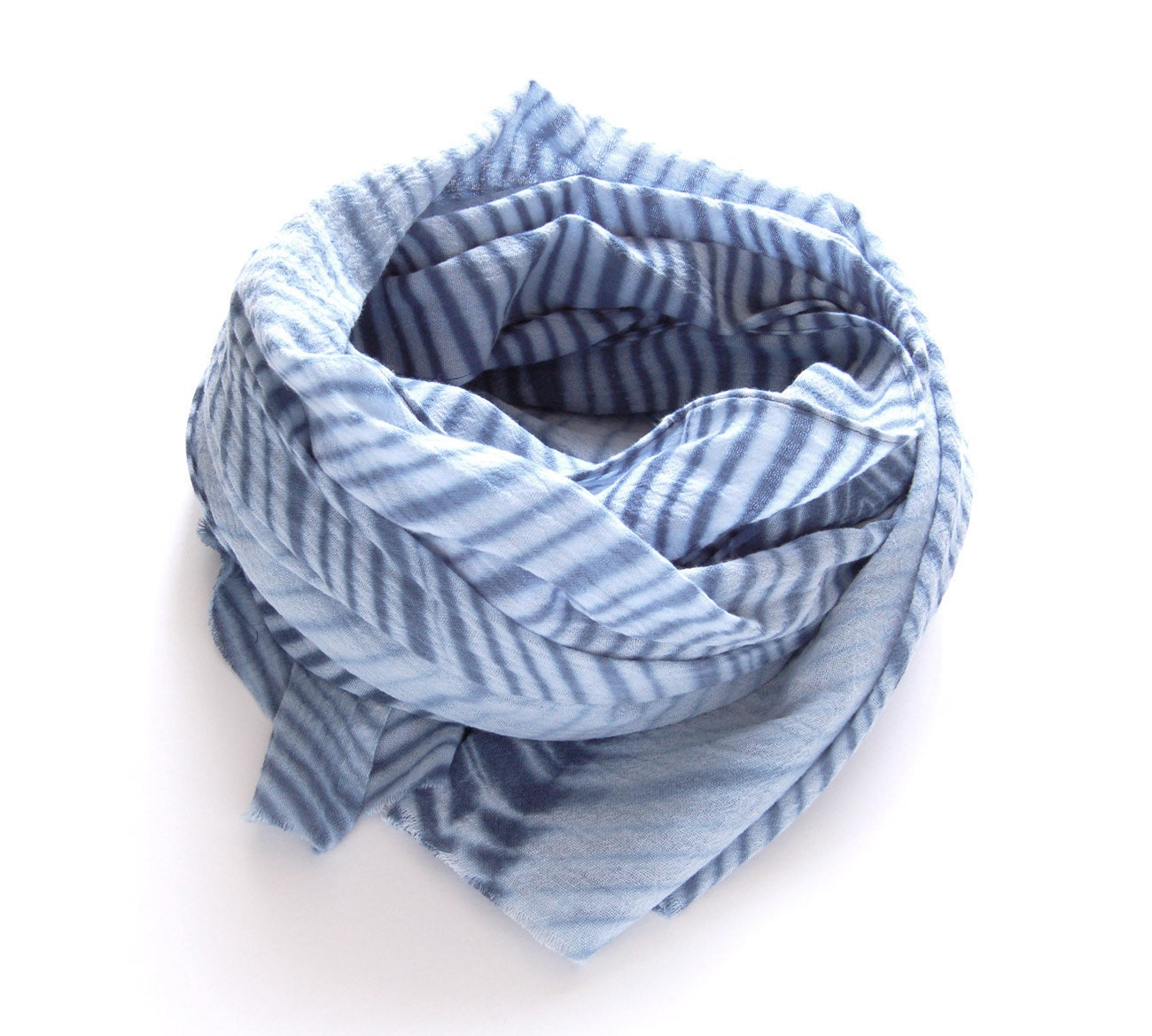 Tie Dye Navy Blue Scarf - Contemporary Shibori - 25 x 68 - Marine