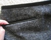 Vintage black leather trim pencil skirt  Rockabilly Psychobilly  Viva 