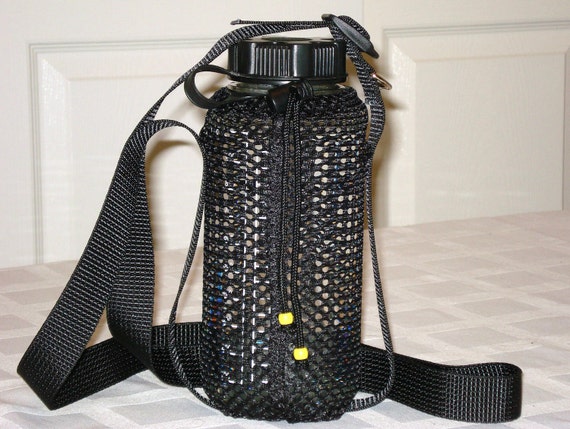 Sports mesh crossbody water bottle carrier bag by MelodiaDesigns