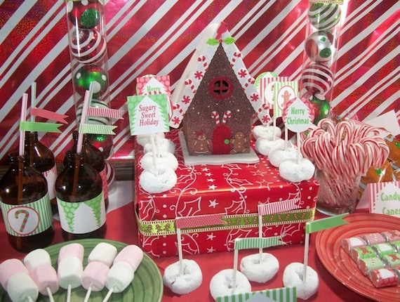 Candy Cane Party, Gingerbread Party, Printable Christmas Party, Christmas Party Decor, Christmas Party Printables Il_570xn