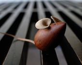 Danish Modern Wooden Teak Mouse with Leather Ears and Tail