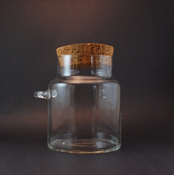 Vintage Apothecary Glass Jar with Cork Top Large by DipperVintage