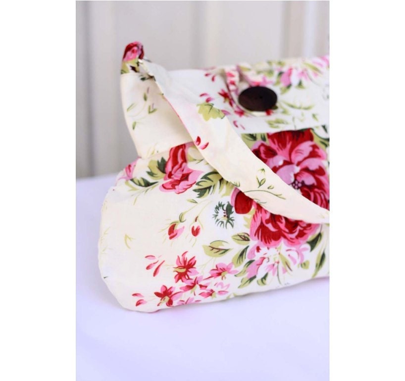 Summer Bag, Shoulder Bag, Hobo tote bag - Red and Pink Rose,