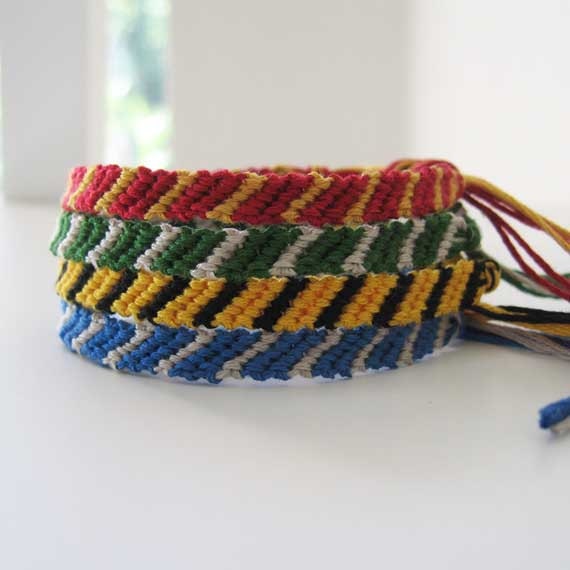 Harry Potter, Hogwarts House Colors, Woven Bracelet Set Friendship Bracelets