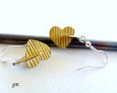 Heart Earrings - Brass Earings, Romantic Love Earrings, Dreamy Earrings