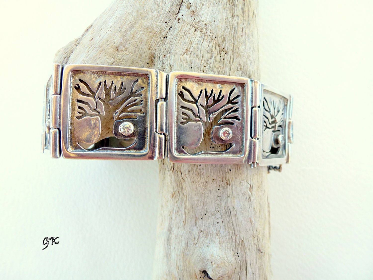 Autumn Tree Nature bracelet,  Silver sterling bracelet inspired by Fall Colors in wooldand,  Free shipping,