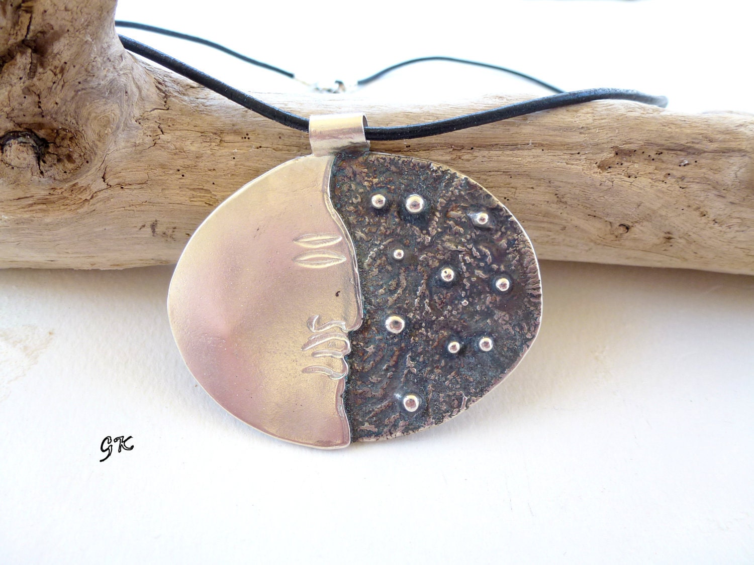 Moonchild necklace - antique silver, fairy, magic, dreamy, The moon see the stars in the Sky, mystic pendant, art jewelry