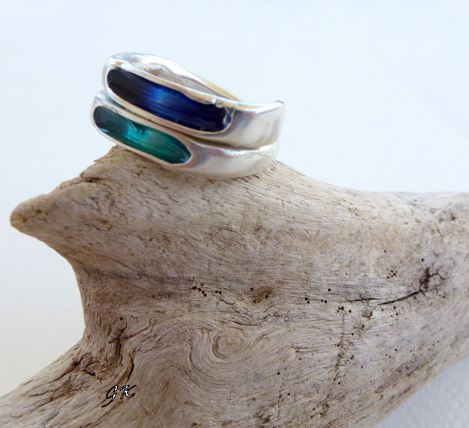 Deep blue ocean ring, Island Blues, Turquoise, Handmade Sterling silver