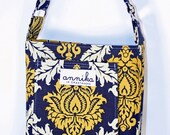 Handmade Cross-Body Purse in Joel Dewberry Granite Damask
