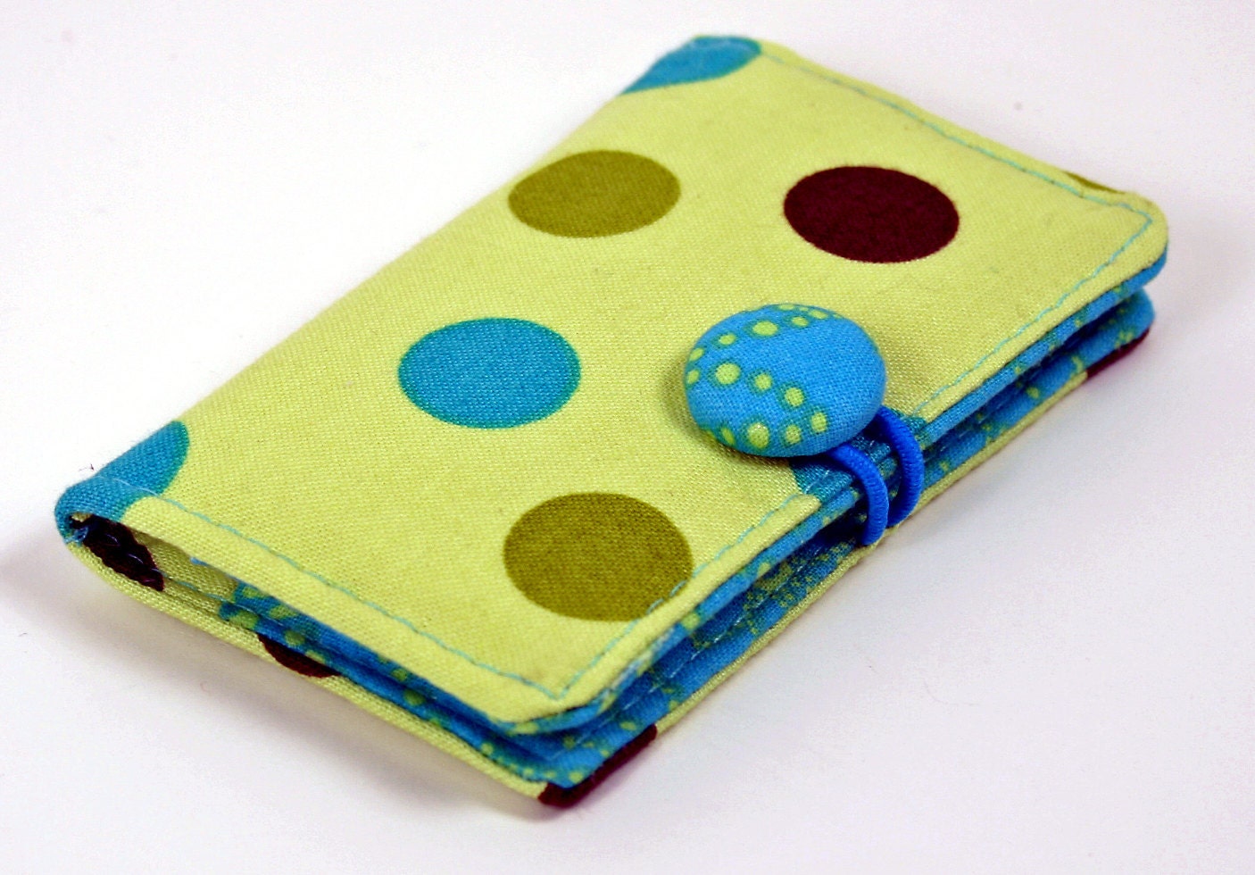 Business Card-Gift Card-Calling Card Holder In Green Polka Dot