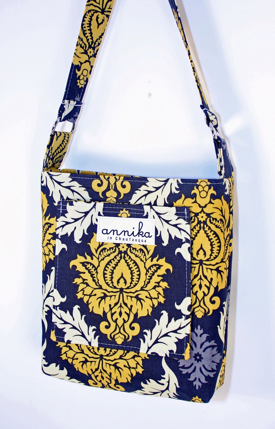 Handmade Cross-Body Purse in Joel Dewberry Granite Damask