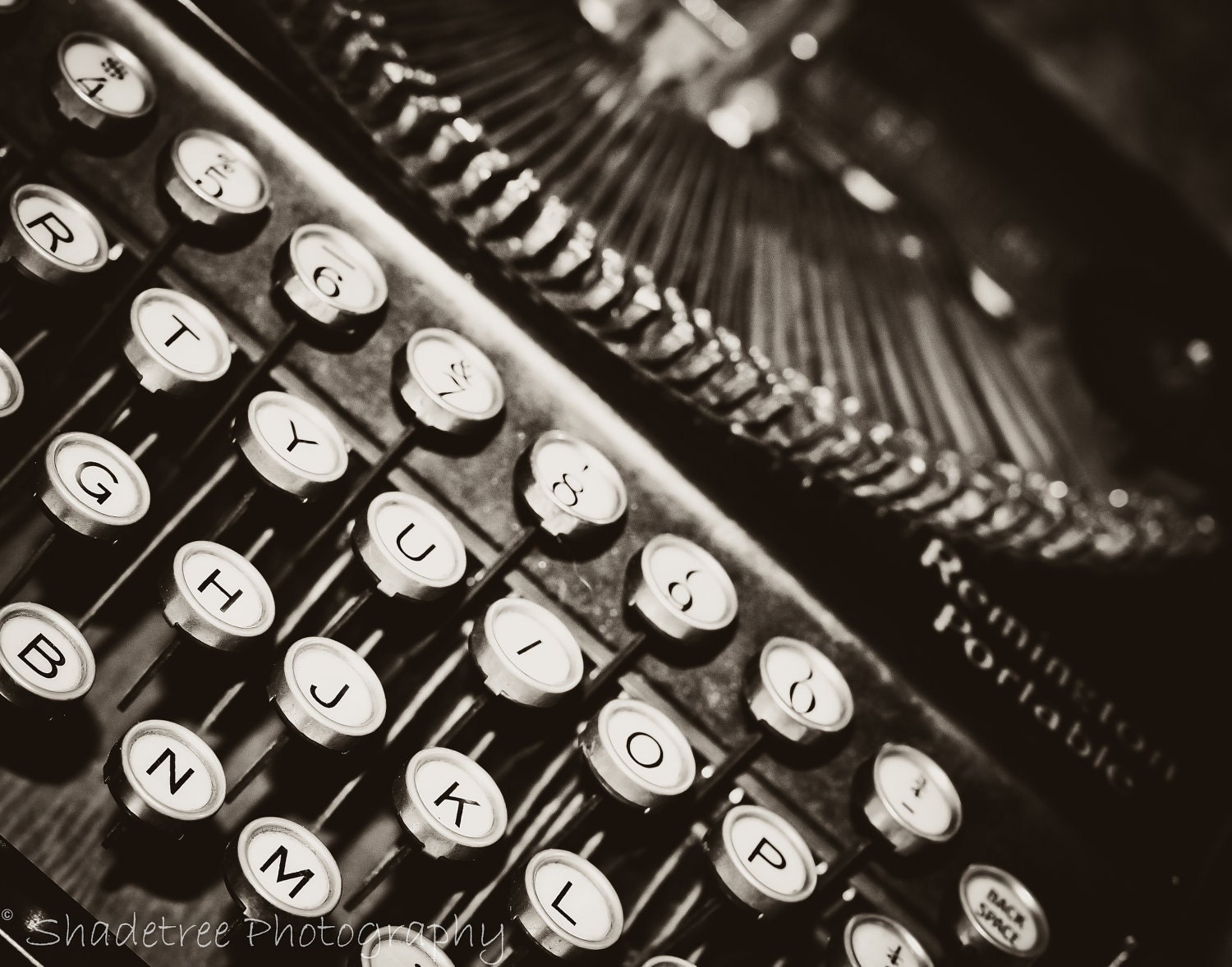 Vintage Typewriter Remington Office Decor Gift for Him Sepia Tones Type Keys, 11 x 14 Fine Art Print
