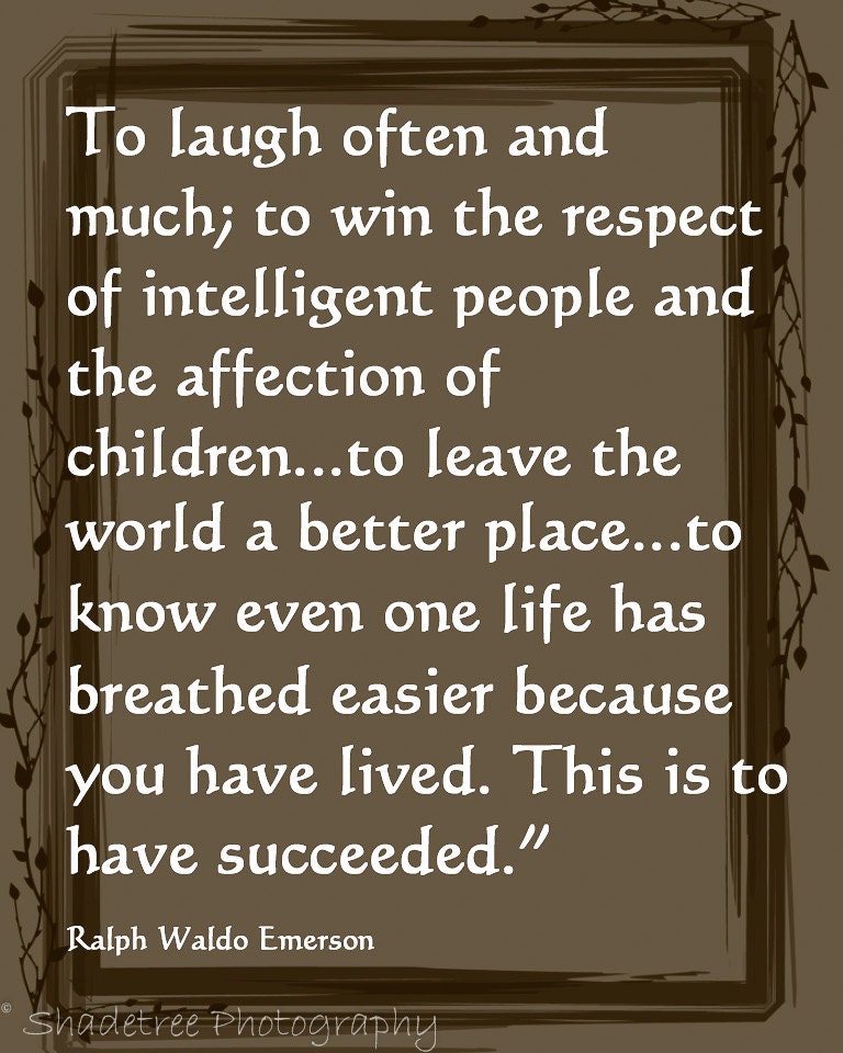 Ralph Waldo Emerson Typography Poetry Inspiration Brown Rustic Warm Quote, 8 x 10 Word Art Print