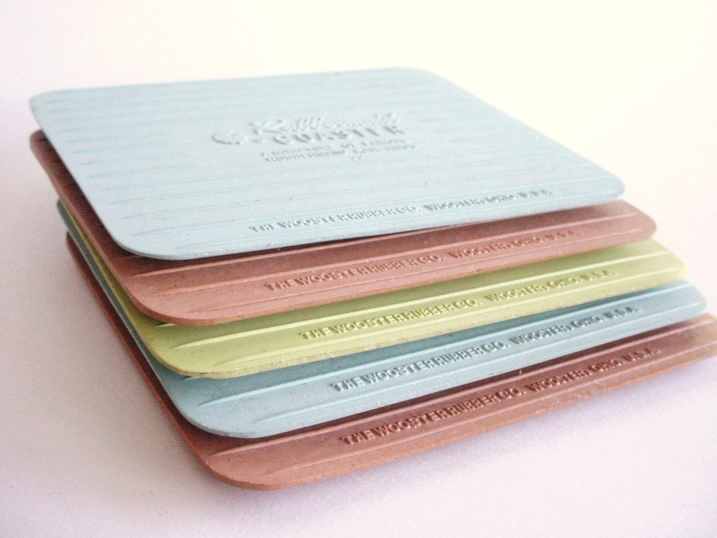 Rubbermaid Coasters - Vintage Set of 5 - Kar-Rugs - wlv t