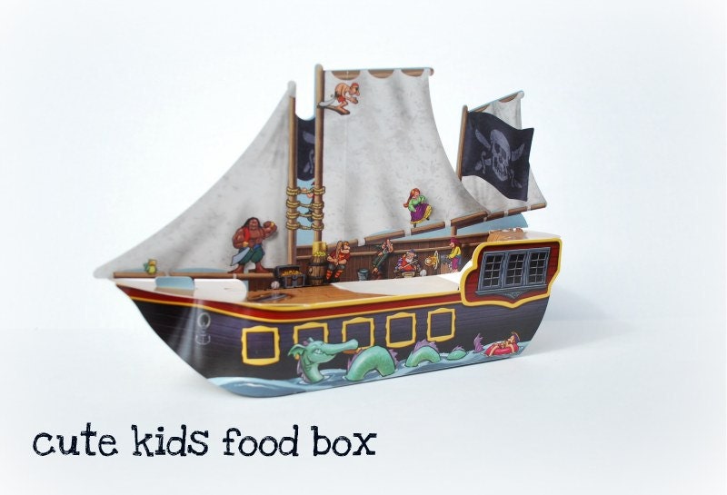 Pirate Ship - Pirate Ship Food Box - Favor Box 5 pack - Food Tray - Kids Party Food Box -