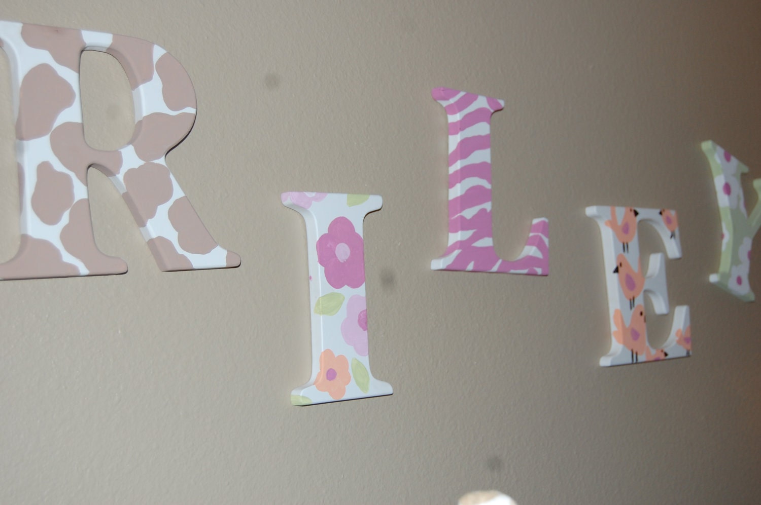 SALE.. Hand Painted wall letters with free ribbon.
