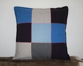 Felted Wool Pillow in shades of blue and grey