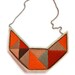 Sumer fashion bib necklace embroidered geometric triangles in beautiful neutral colors and dramatic design