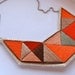 Sumer fashion bib necklace embroidered geometric triangles in beautiful neutral colors and dramatic design