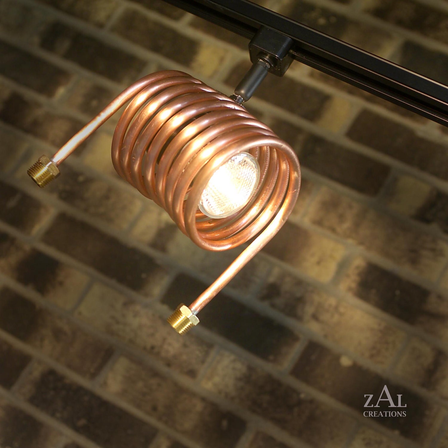 Distillery Track light / track head. Copper coil condenser.