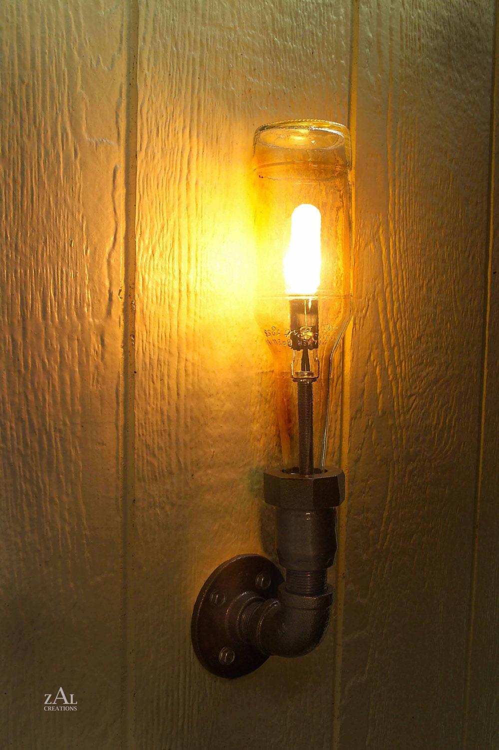 Set of 3. Wall Lamp. Beer bottle, Plumbing pipe & fittings. Wall light. Lighting Fixture. Sconce
