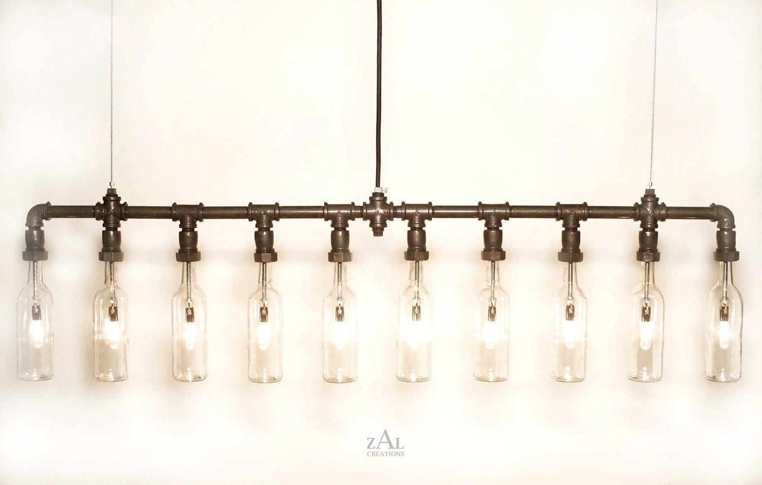 Wine // Beer Bottles Suspension Lamp. Pendant Light.