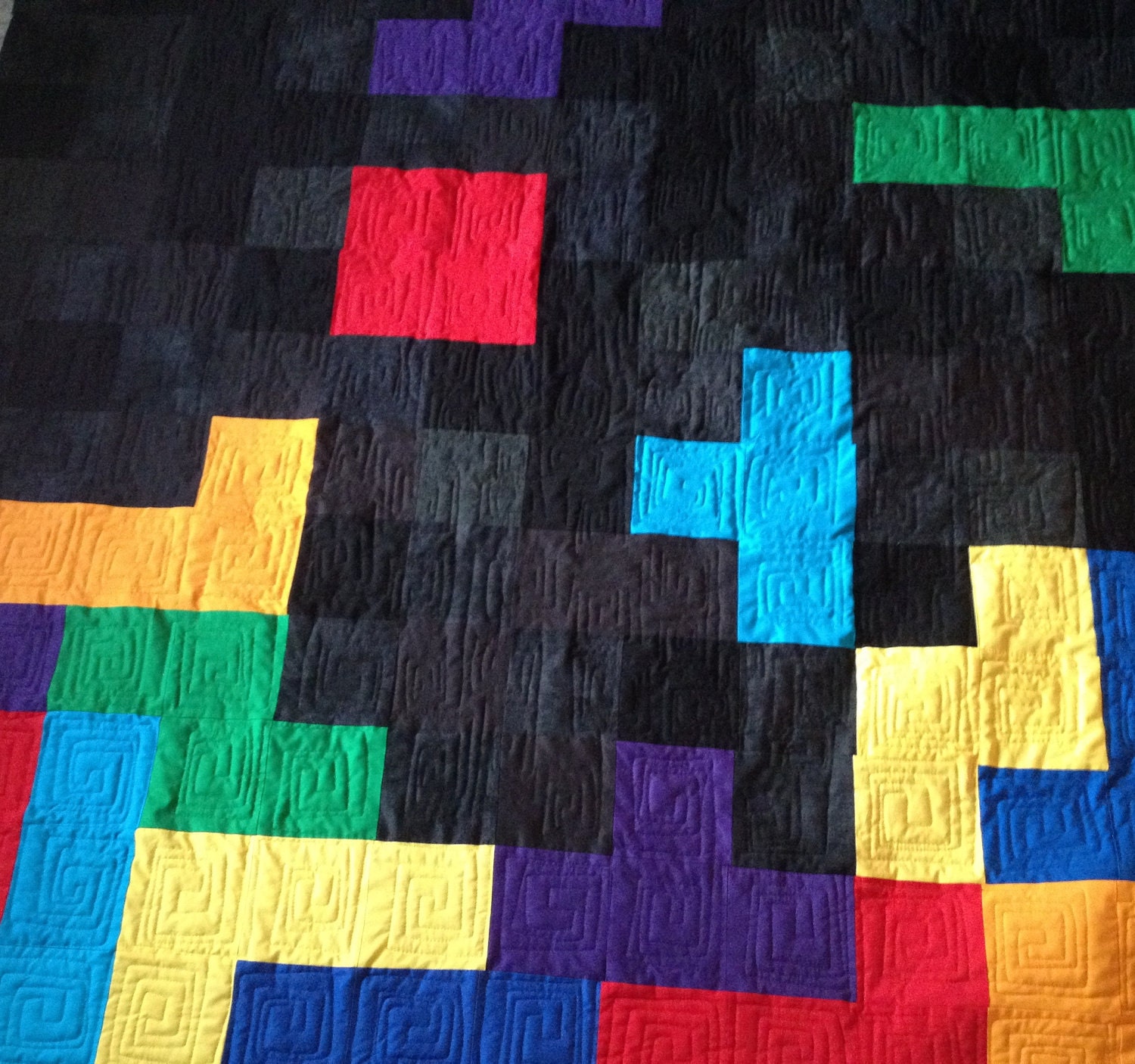 Tetris Blocks Handmade Video Game Quilt Twin Size