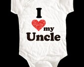 I Love (Heart) my Uncle onesie or shirt - Printed on Baby Onesie, Toddler shirts