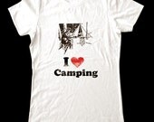 I Love (Heart) CAMPING - Printed on Super Soft Cotton T-Shirts for Women and Men/Unisex