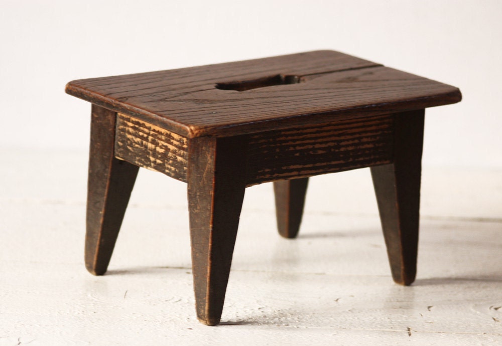 Rustic Vintage French Wooden FOOTSTOOL