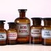 Set of 5 Antique amber APOTHECARY Bottles with label