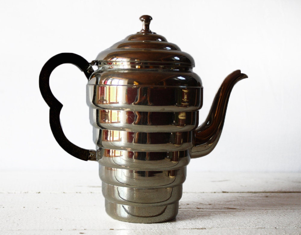 ART DECO silver metal German Coffeepot