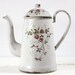 Delicate little FRENCH Enamel Coffee POT with Roses motif