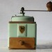 Rare French PEUGEOT ALMOND GREEN Metal and wood coffee grinder