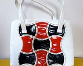 60's Mod Purse Red White and Navy Colorblock Vinyl Handbag
