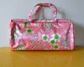 60's Cosmetics Bag with Flower Power Pattern