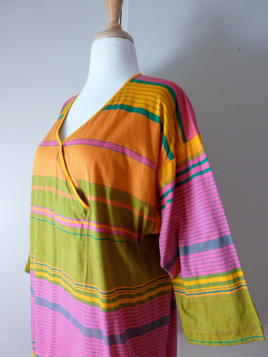 80's Kenzo Shirt Avant Garde Pocket Striped Tshirt L