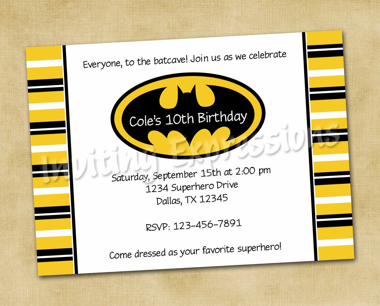 Batman Inspired Birthday Invitations