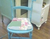 Hand Painted Scottish Parlor Boudoir Chair...Crackled Peely....Shabby Chic RoSeS Cushion