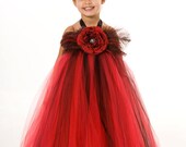 Flower Girl Tutu Dress - Red - Forever Fanciful Feather - 12 Month to 2 Toddler Girl