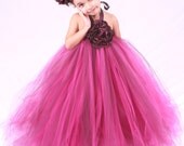 Flower Girl Tutu Dress - Hot Pink & Plum- Fuchsia Fusion - 12 Month to 2 Toddler Girl Il_170x135