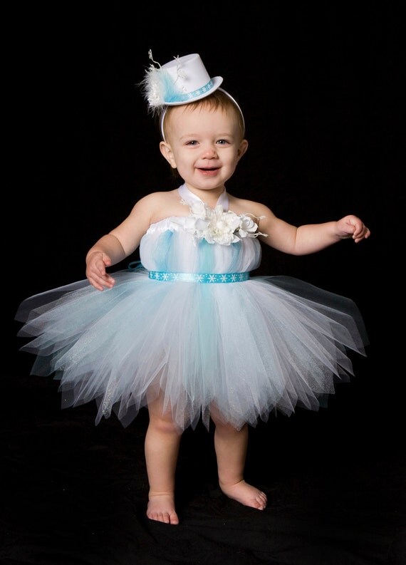 Tutu Dress - Holiday or Christmas Outfit - Blue & White - Frosted Fairy - 12 month - 2 Toddler Girl Il_570xn