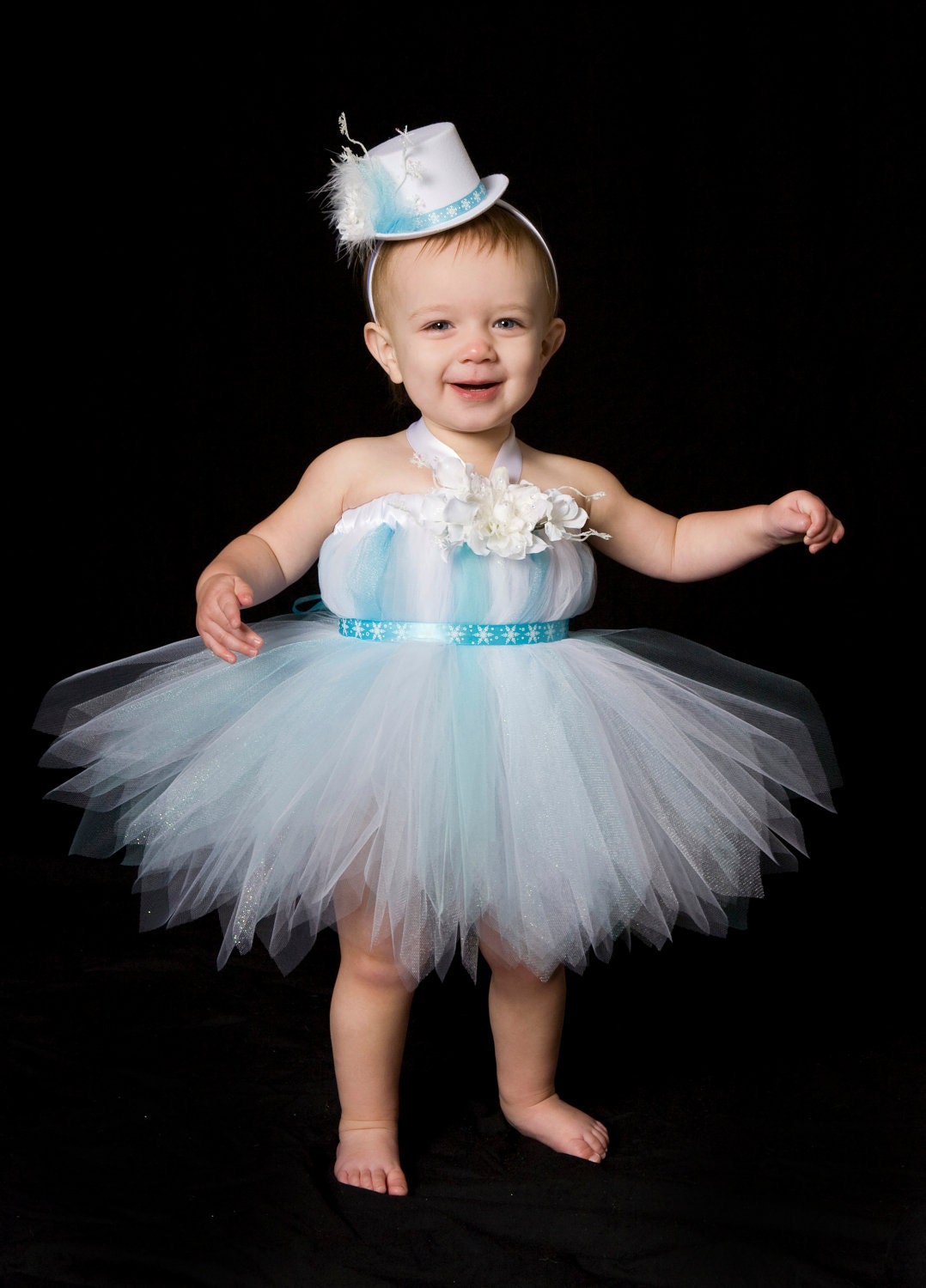 Tutu Dress - Holiday or Christmas Outfit - Blue & White - Frosted Fairy - 3-4 Toddler Girl Il_570xn