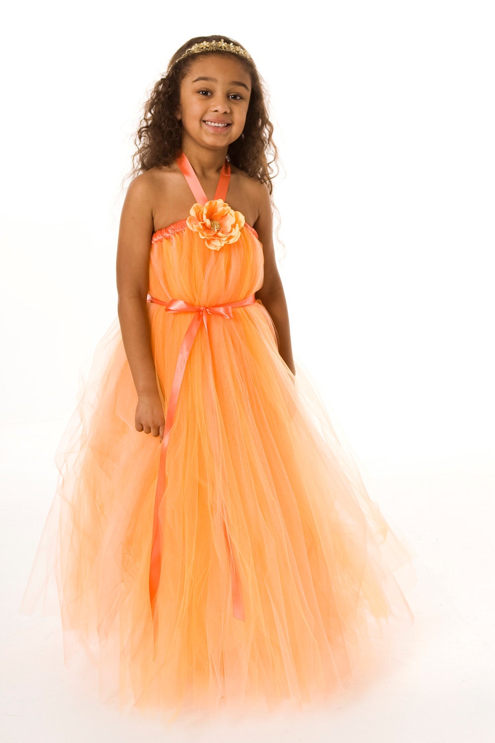 Flower Girl Tutu Dress - Orange - Sun Kissed - 3-4 Toddler Girl Il_570xn