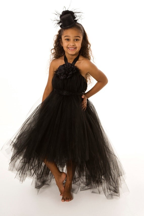 Flower Girl Tutu Dress - Black - Midnight Magic - 7-8 Youth Girl Il_570xn